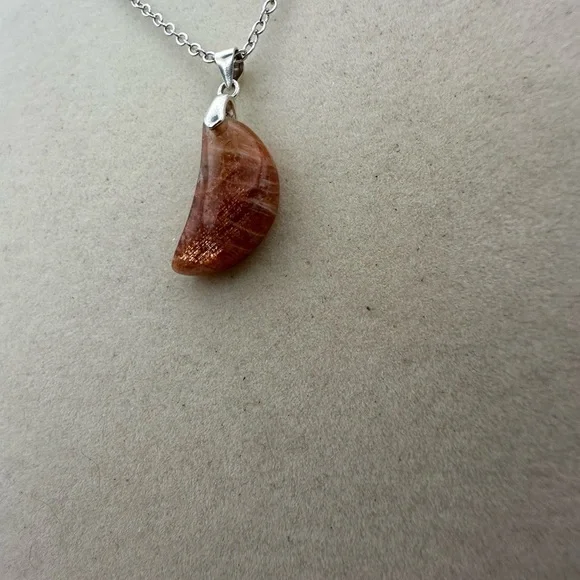 Sunstone Crescent Moon Pendant Necklace - Picture 7 of 13